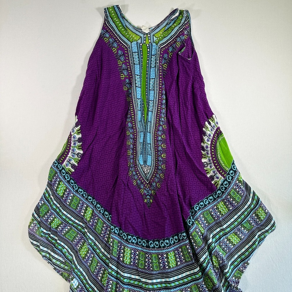 Riviera Sun Womens African Print Dashiki Dress One Size Sleeveless